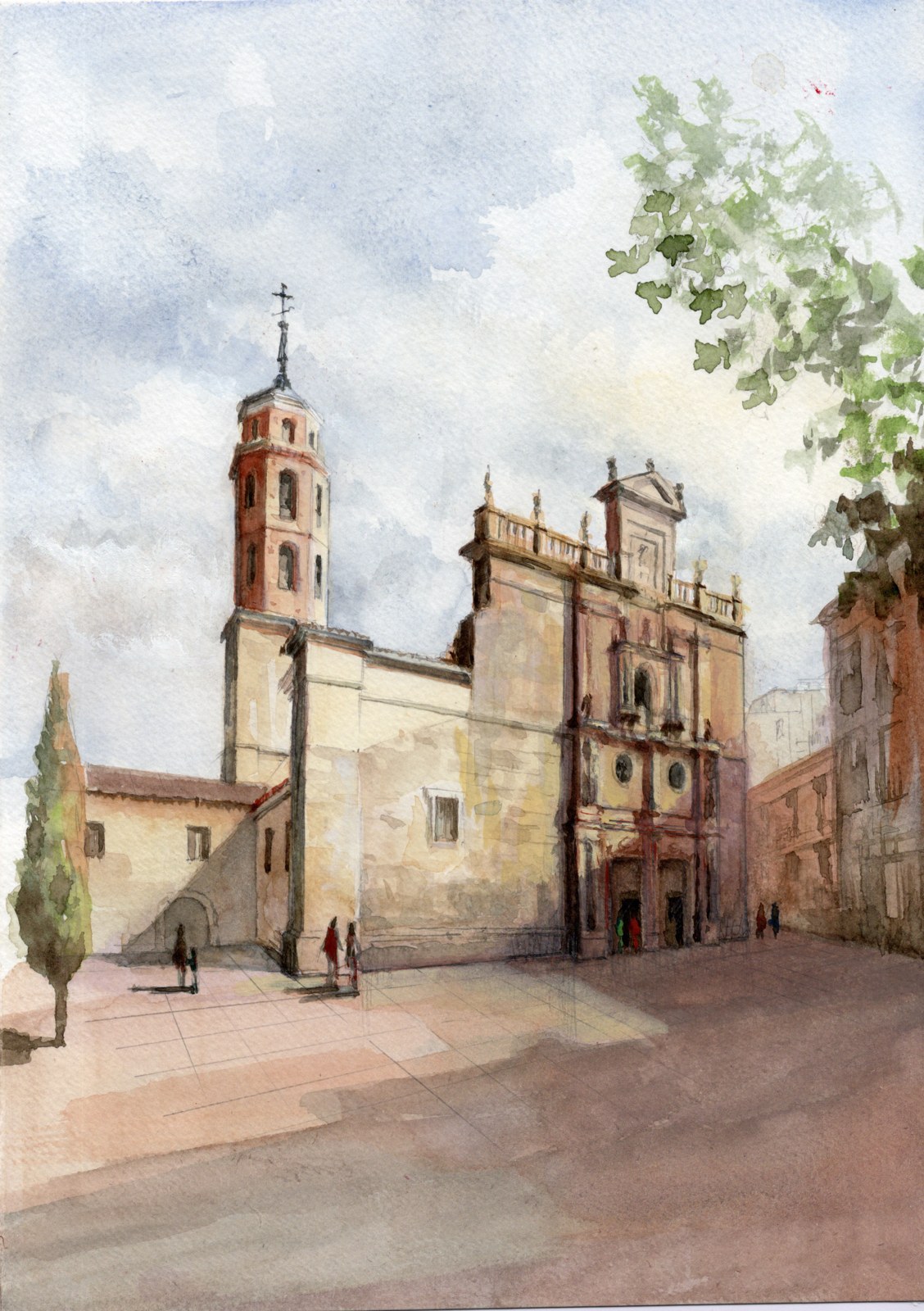 Acuarela de la Iglesia del Salvador, Valladolid